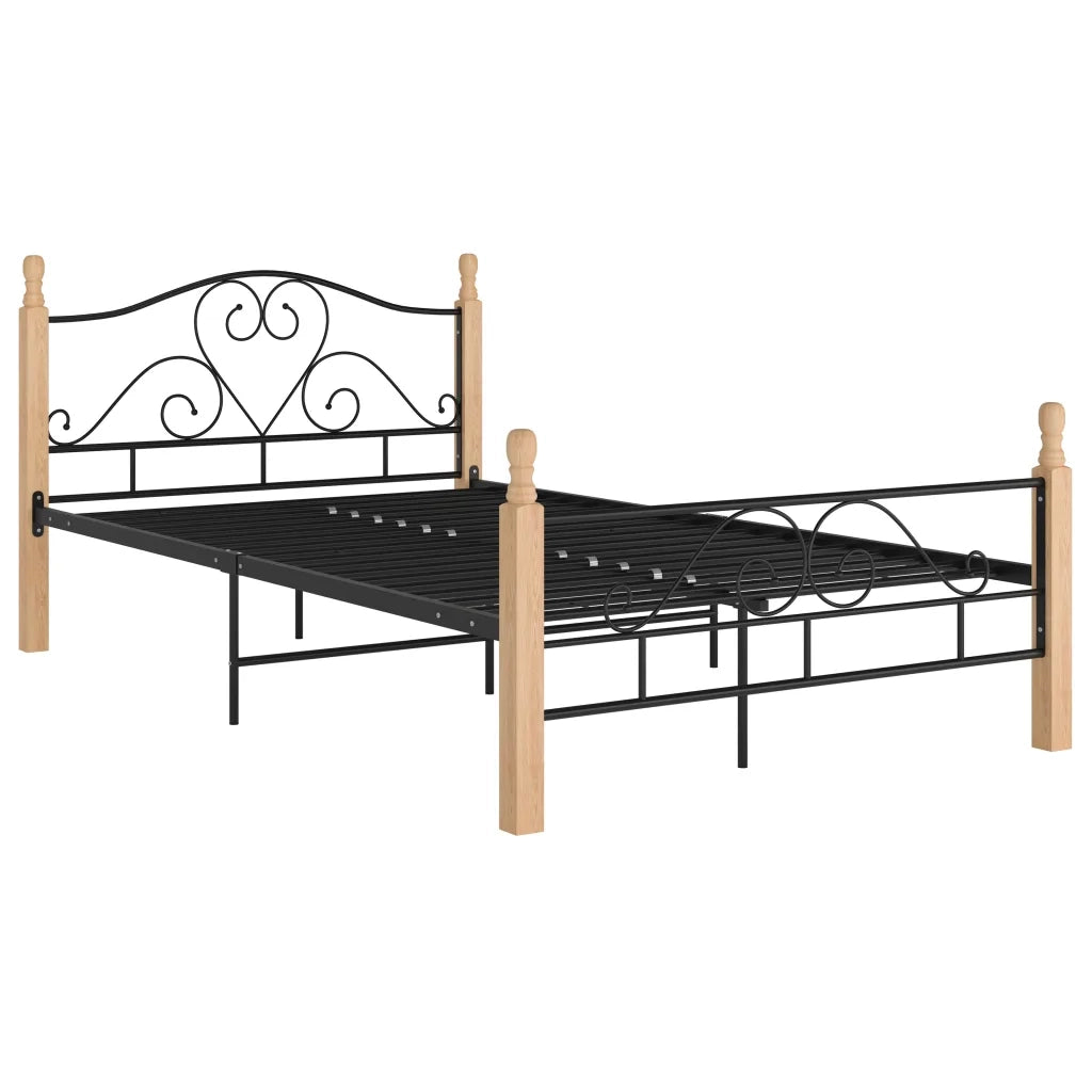 Letto matrimoniale | Letto per adulti | Giroletto Nero in Metallo 120x200 cm