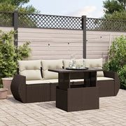 vidaXL Set Divano da Giardino 5 pz con Cuscini Marrone in Polyrattan