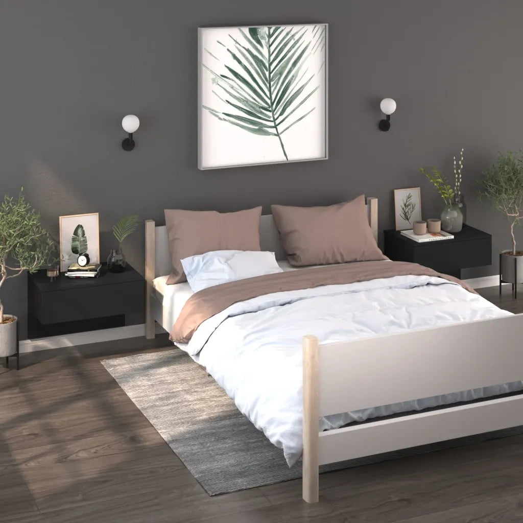 Comodini a Muro 2 pz Neri 810938