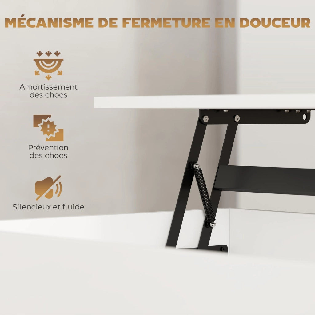 Tavolino da caff¨¨ con ripiano e 2 cassetti ¨C Xylo ¨C Bianco 100x50x44 cm