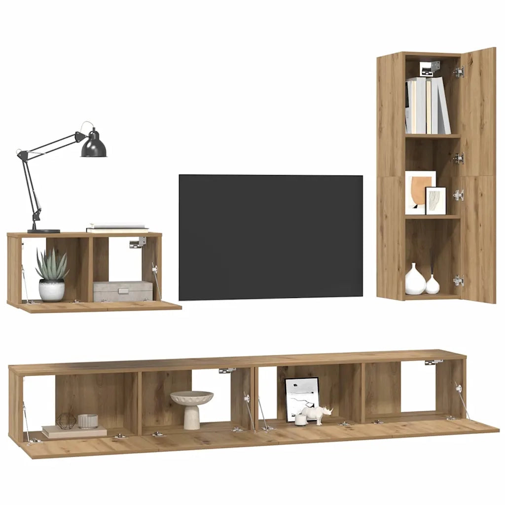 vidaXL Set di mobili TV 4 pcs rovere artigianale 200 x 30 x 30 cm