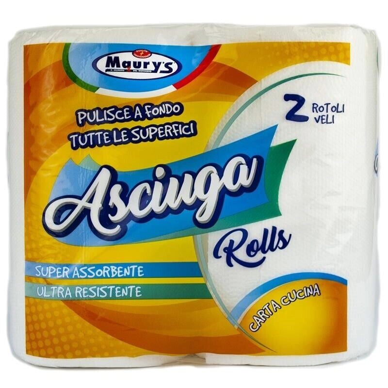 MAURY'S CARTA ASCIUGATUTTO CUCINA 2 ROTOLI 2 VELI ASCIUGAROLLS 380GR