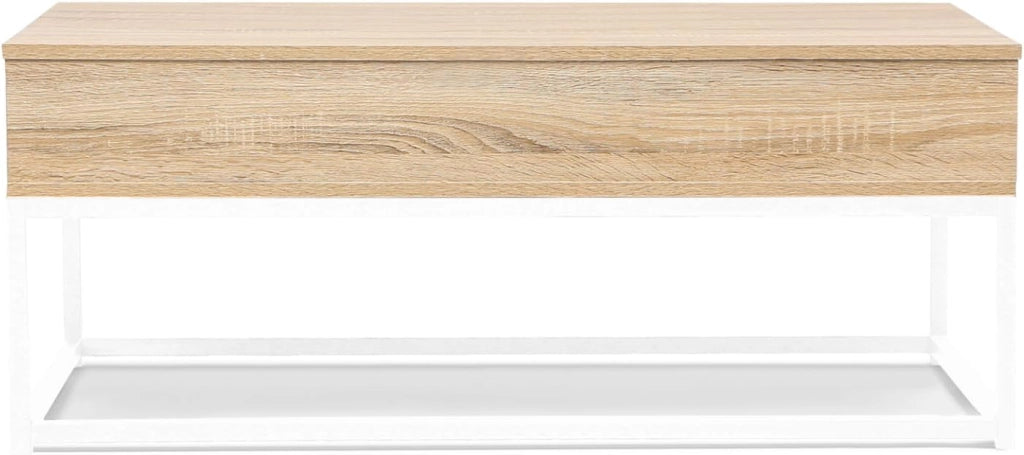 Tavolino DETROIT de design industriale legno e metallo bianco