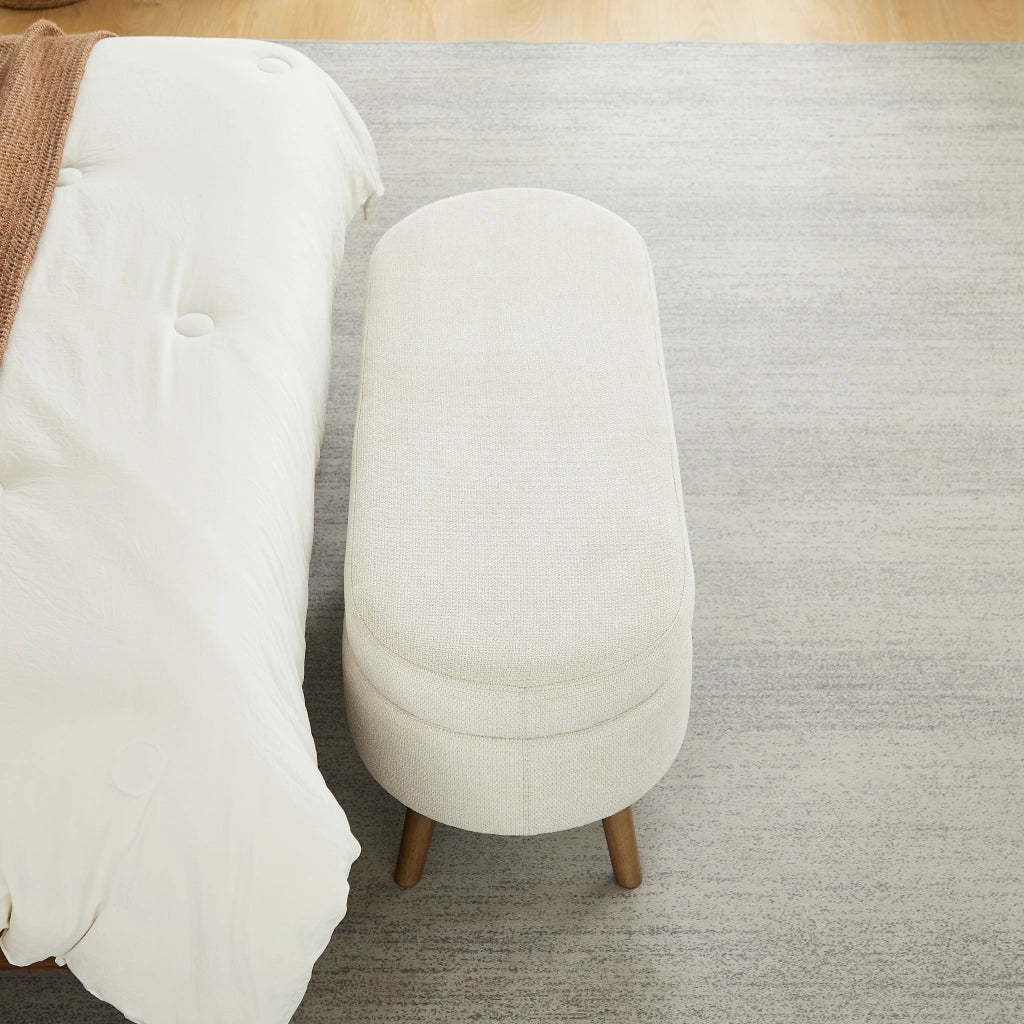 Panca contenitore - con vano e piedi antiscivolo - in ciniglia - beige - 110 cm