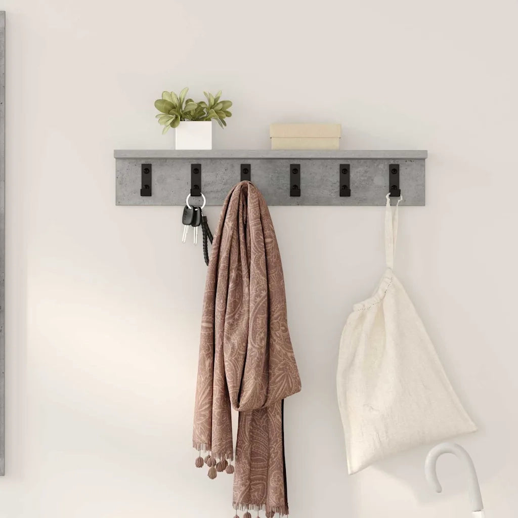 vidaXL Appendiabiti a muro Grigio cemento 60 x 10.5 x 10.5 cm