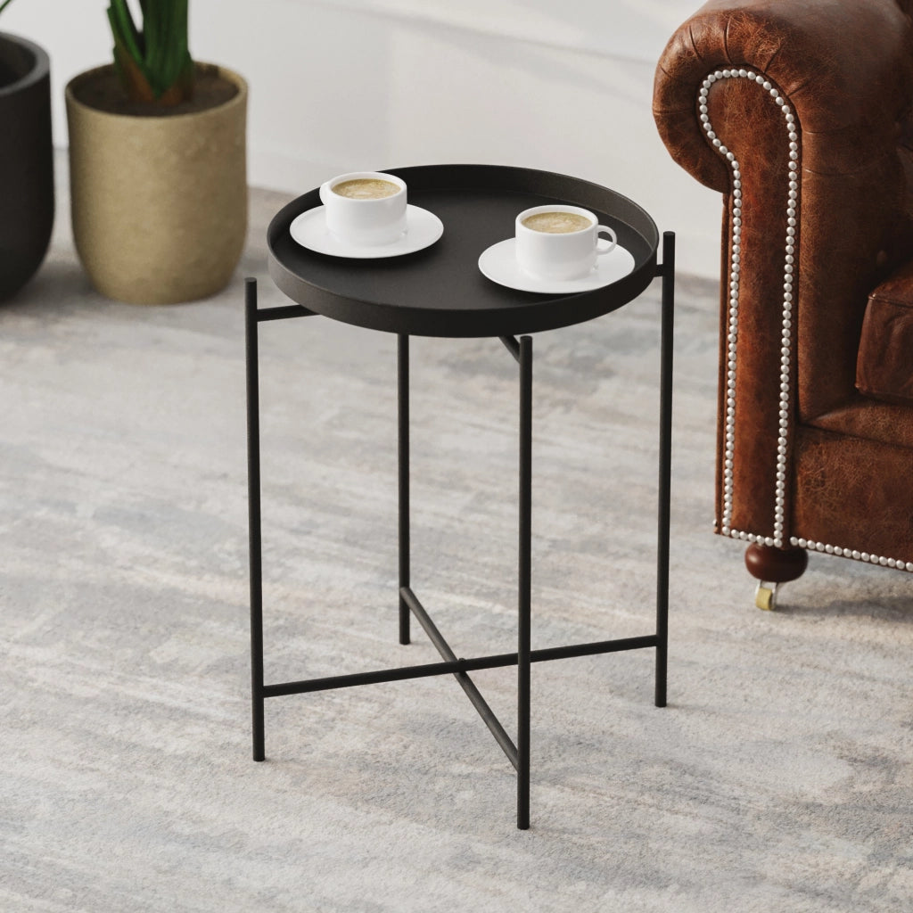 Tavolino in metallo "Sheby" 46 x 46 x 56 cm - Nero