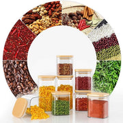 Set di contenitori in vetro per la conservazione con coperchi da 12 pezzi, contenitori in vetro quadrati per erbe, contenitori in vetro a chiusura ermetica per caffè, tè, erbe, resistente al lavastoviglie.