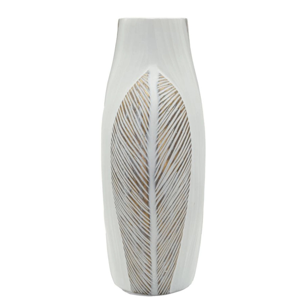 Vaso Decorativo VKH1032, Bianco, Poliresina, 27x11,5x31 cm