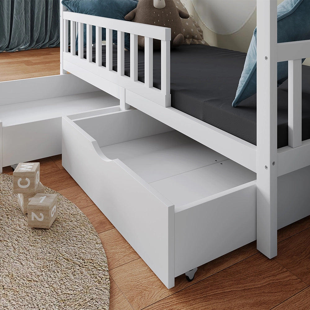 Vitalispa Letto montessori bambini Bianco 80x160 cm con 2 cassetti
