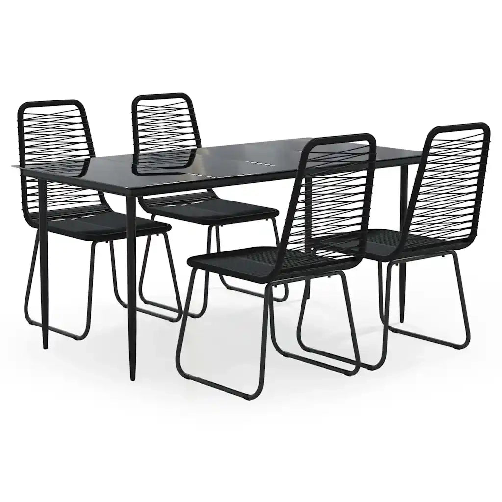 Set da Pranzo da Giardino 5 pz | Set Salotto da Giardino Nero