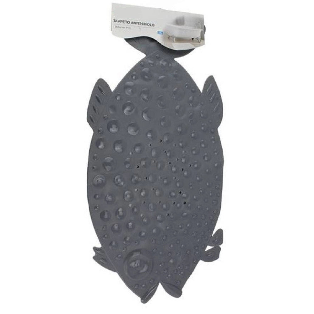 Trade Shop - Tappeto Tappetino Pvc Pesce Grigio Antiscivolo Vasca Bagno Doccia 74x36 Cm 59616 -
