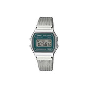 Orologio casio a158 wem 3ef vintage silver e green