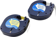 Compatibile con Letratag Vullingen, Etichette Autoadesive LT-100H, Macchina per Creare Etichette, Nero su Bianco/Giallo - Nastro di Ricambio in Plastica.