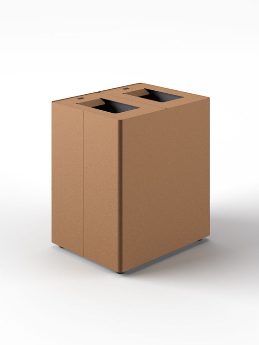 Pattumiera a 2 Scomparti Totale 90 L 56x44x 63 cm con Contenitori Interni in Acciaio Verniciato Corten