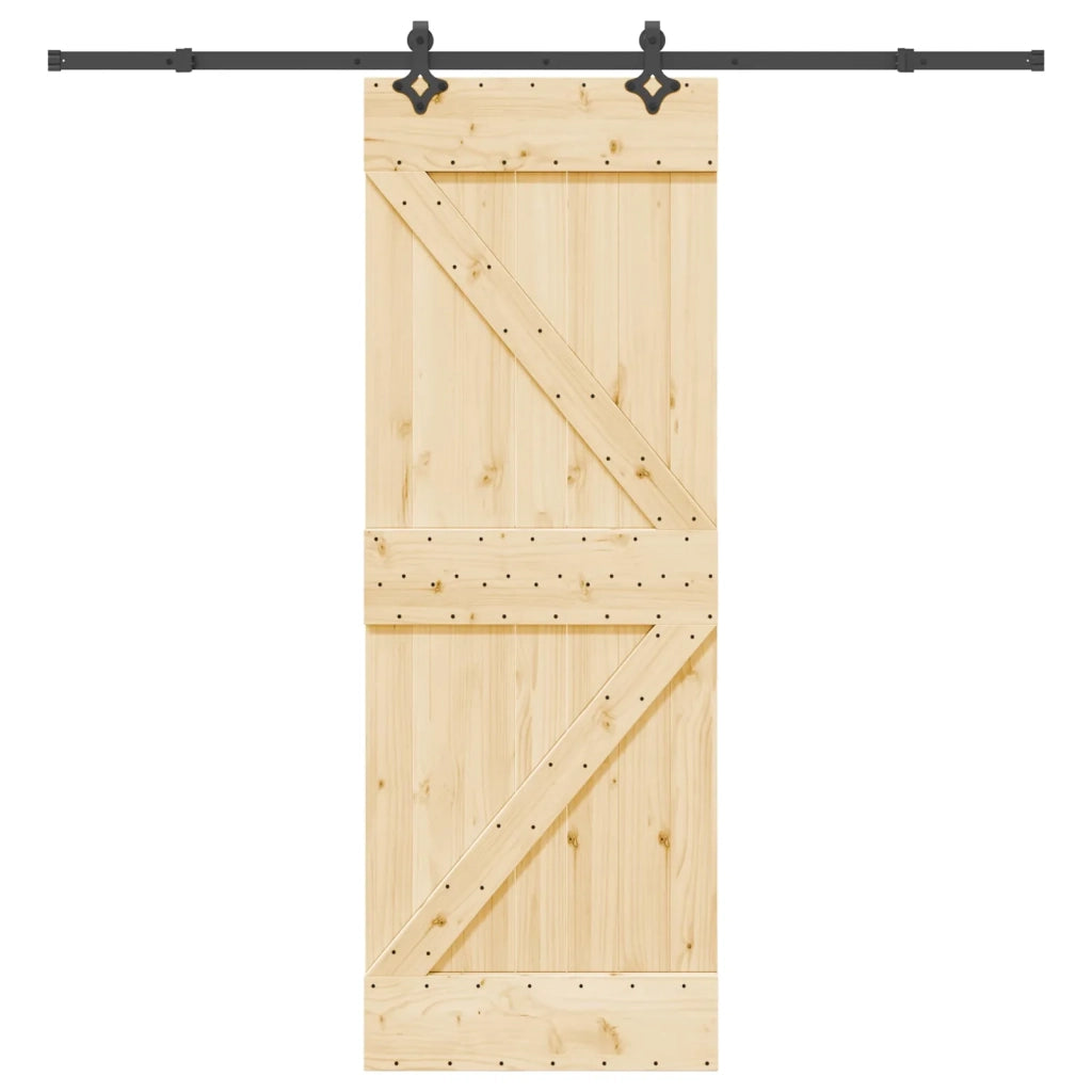 Porta scorrevole NARVIK Naturale e Nero 70 x 210 cm (213,5 cm)