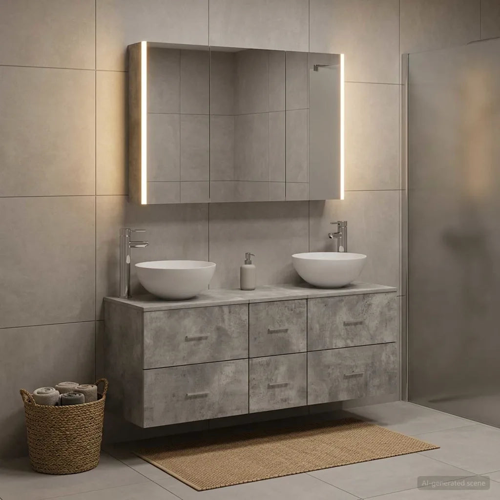 Set di mobili per il bagno 4 pcs Grigio Cemento 3406746