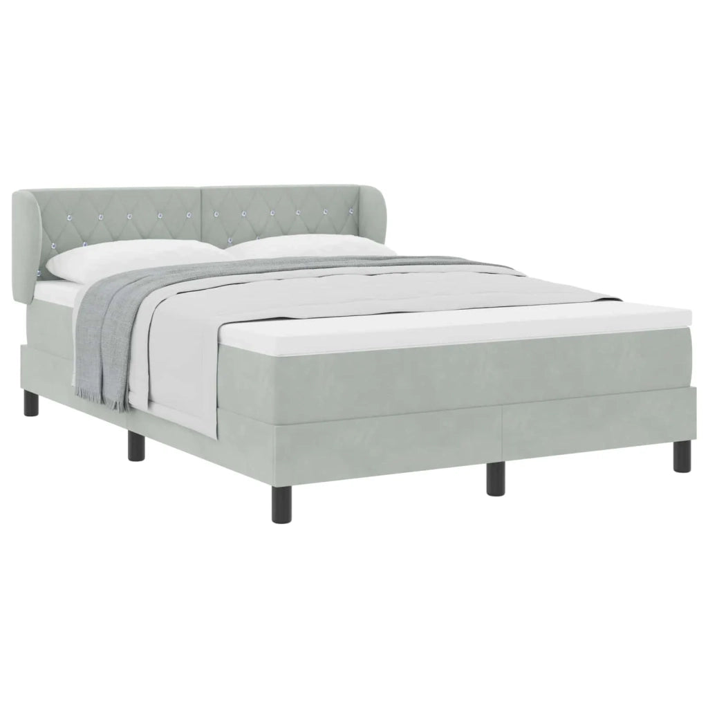 Letto a molle con testiera Grigio chiaro 160 x 200 cm Velluto 3340340