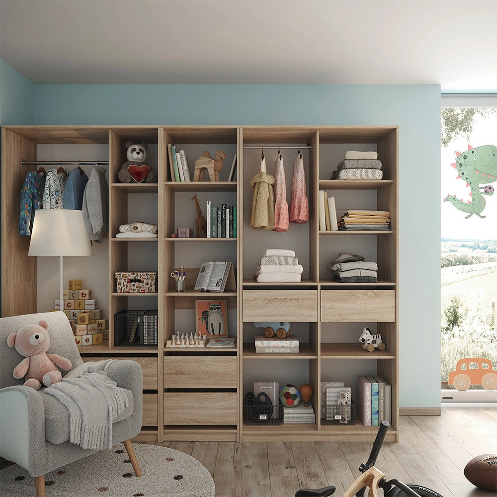 Armadio Elmo Sonoma 100 x 200 cm Set di 3 Vicco