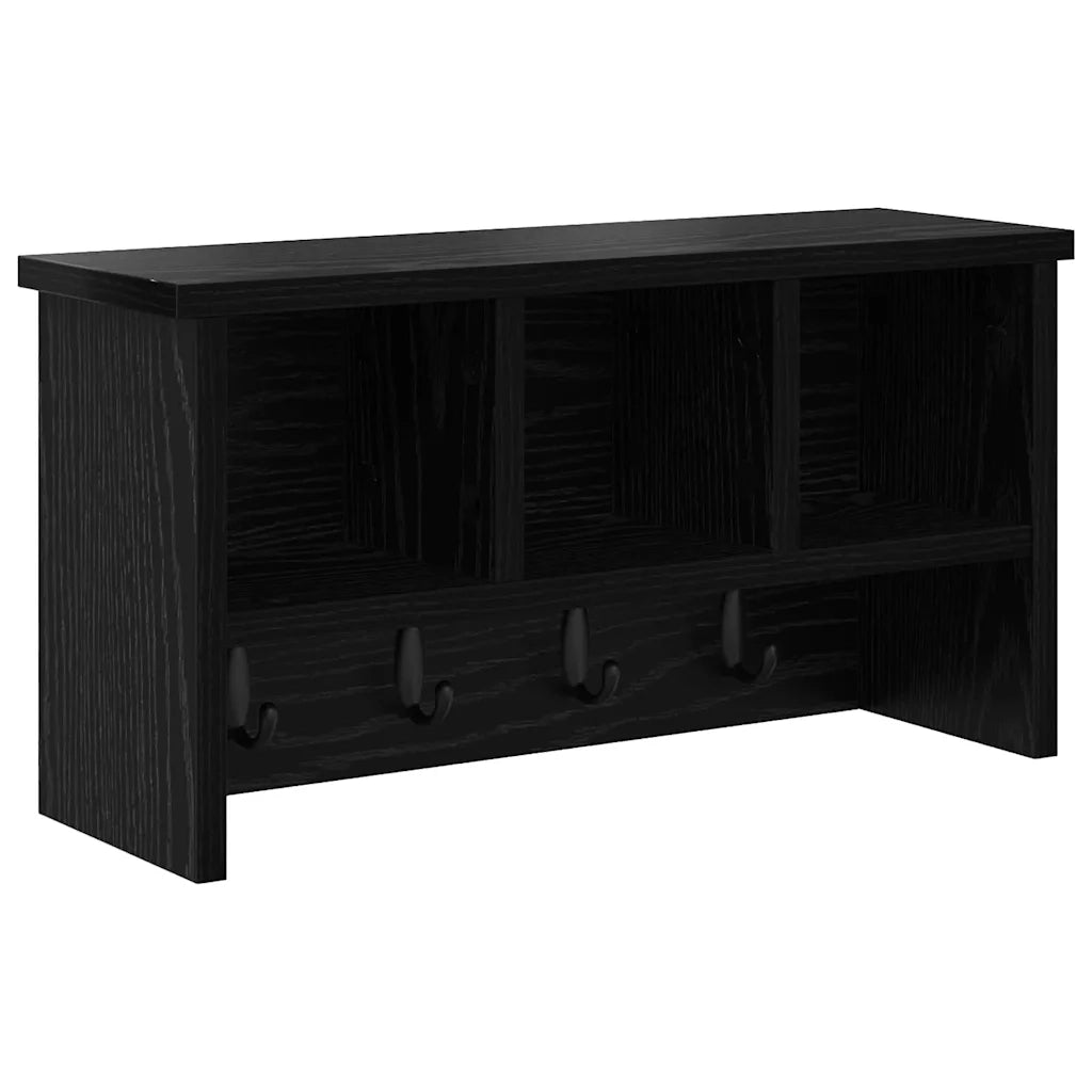 Appendiabiti a muro con lo scaffale Rovere Nero 50 x 16 x 26 cm 874308