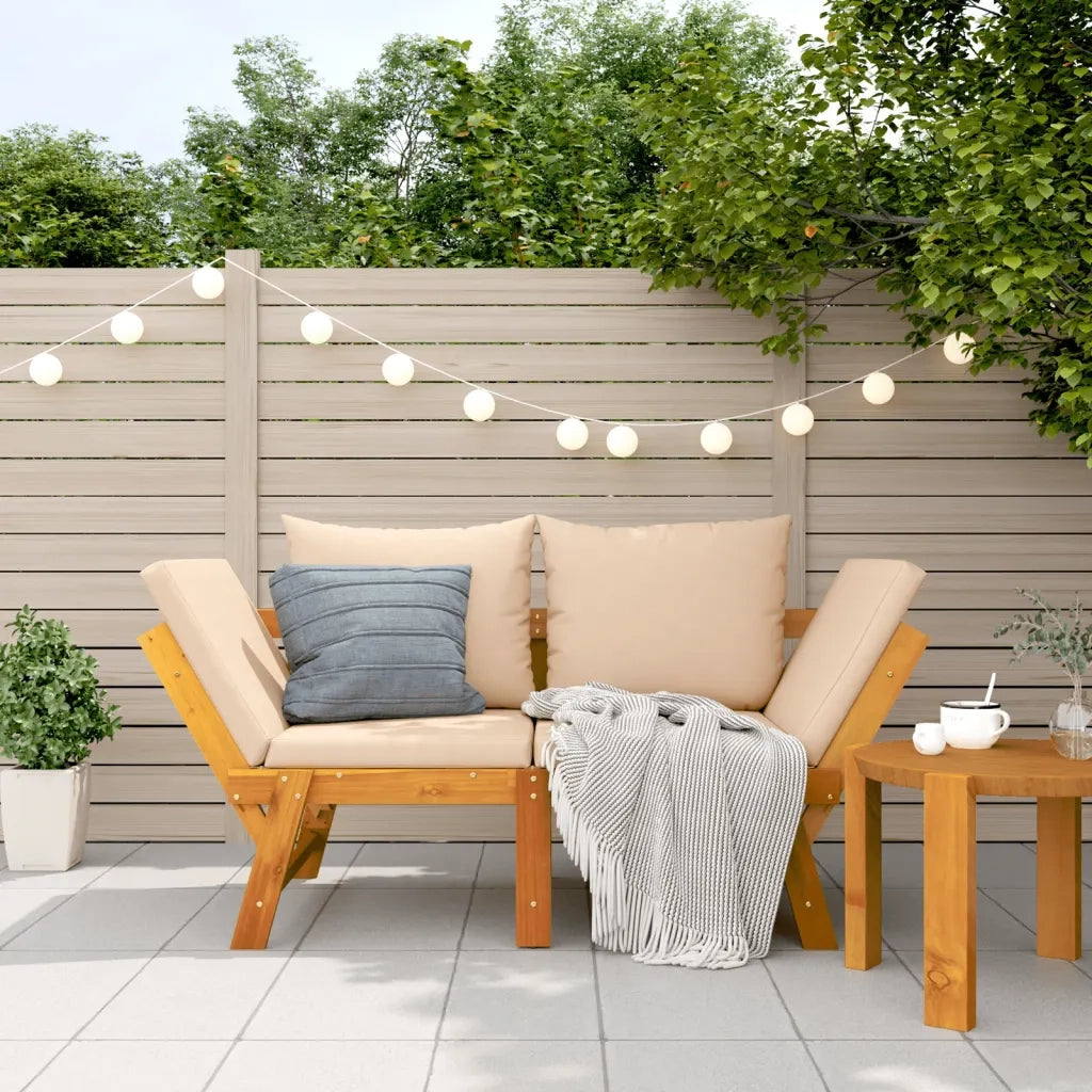 Panchina da Giardino | Panca da Giardino con Cuscini 2-in-1 in Legno di Acacia