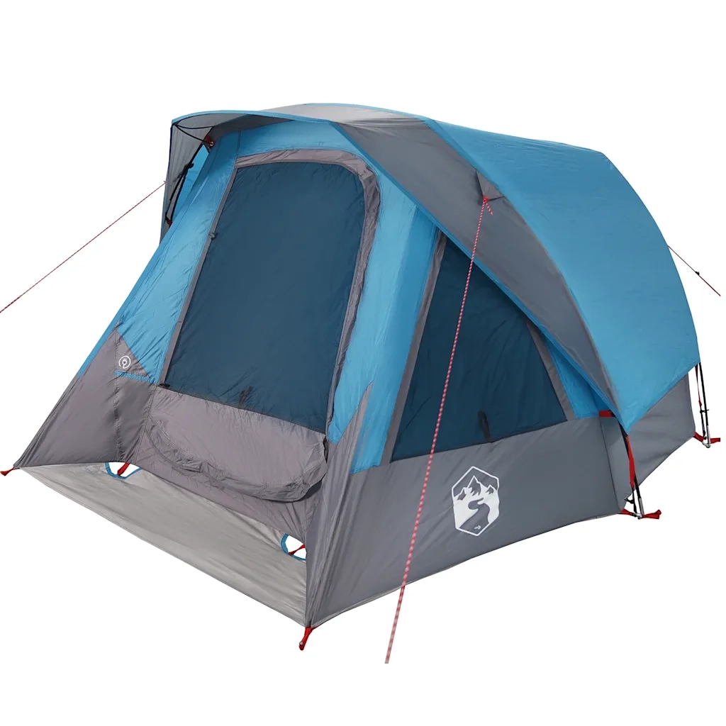 Tenda da Campeggio a Cabina per 4 Persone-Tenda per Escursionismo Blu Impermeabile 735171