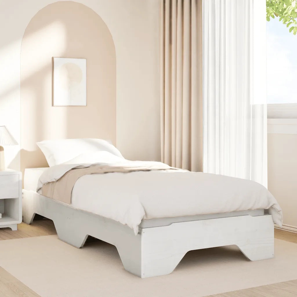 Giroletto senza Materasso Impilabile Bianco 90x190 cm Legno 859209