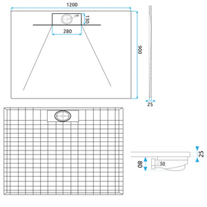 Piatto Doccia Bazalt Long White 90x120