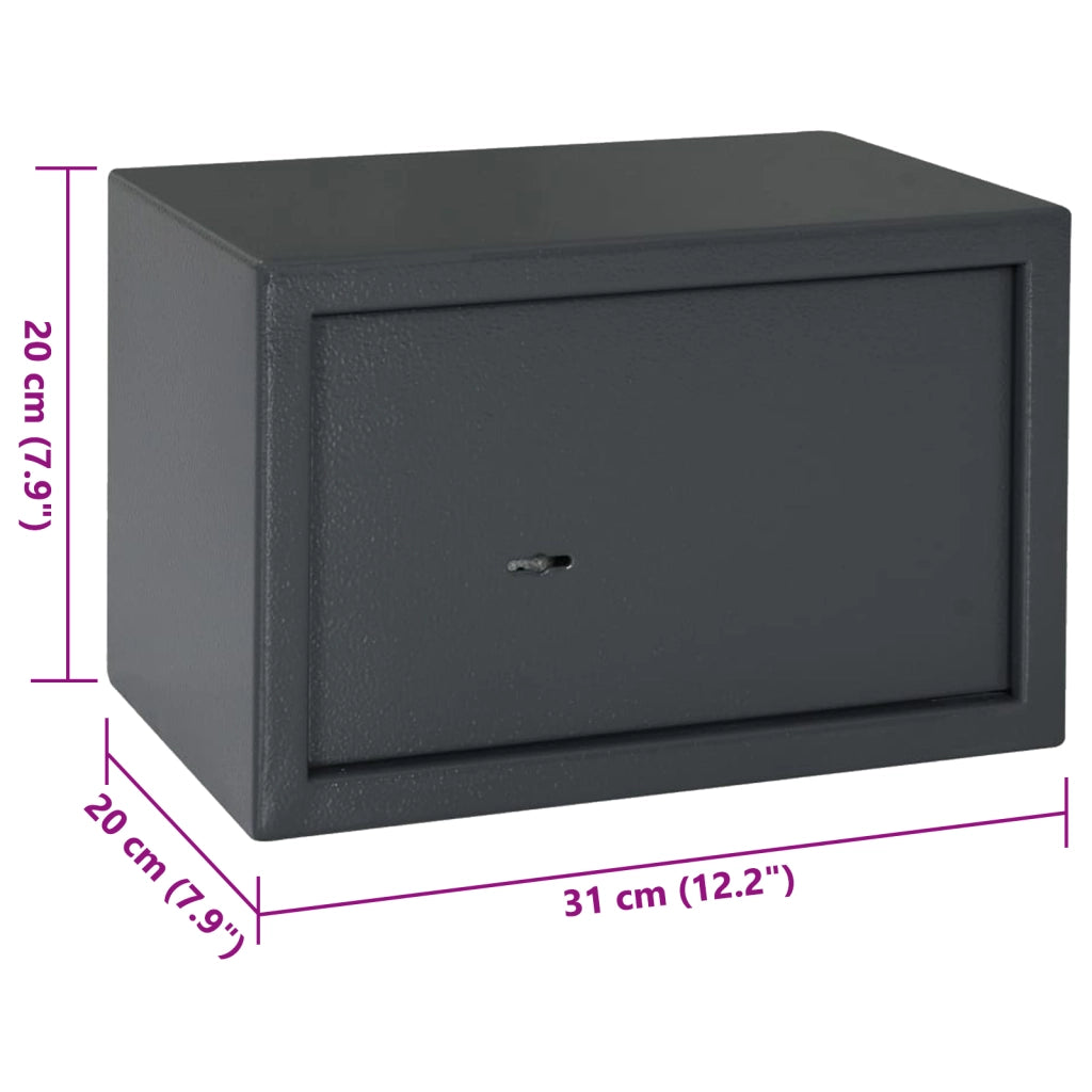 Cassa Sicura con Serratura a Chiave Grigio Scuro 20 x 31 x 20 cm Acciaio