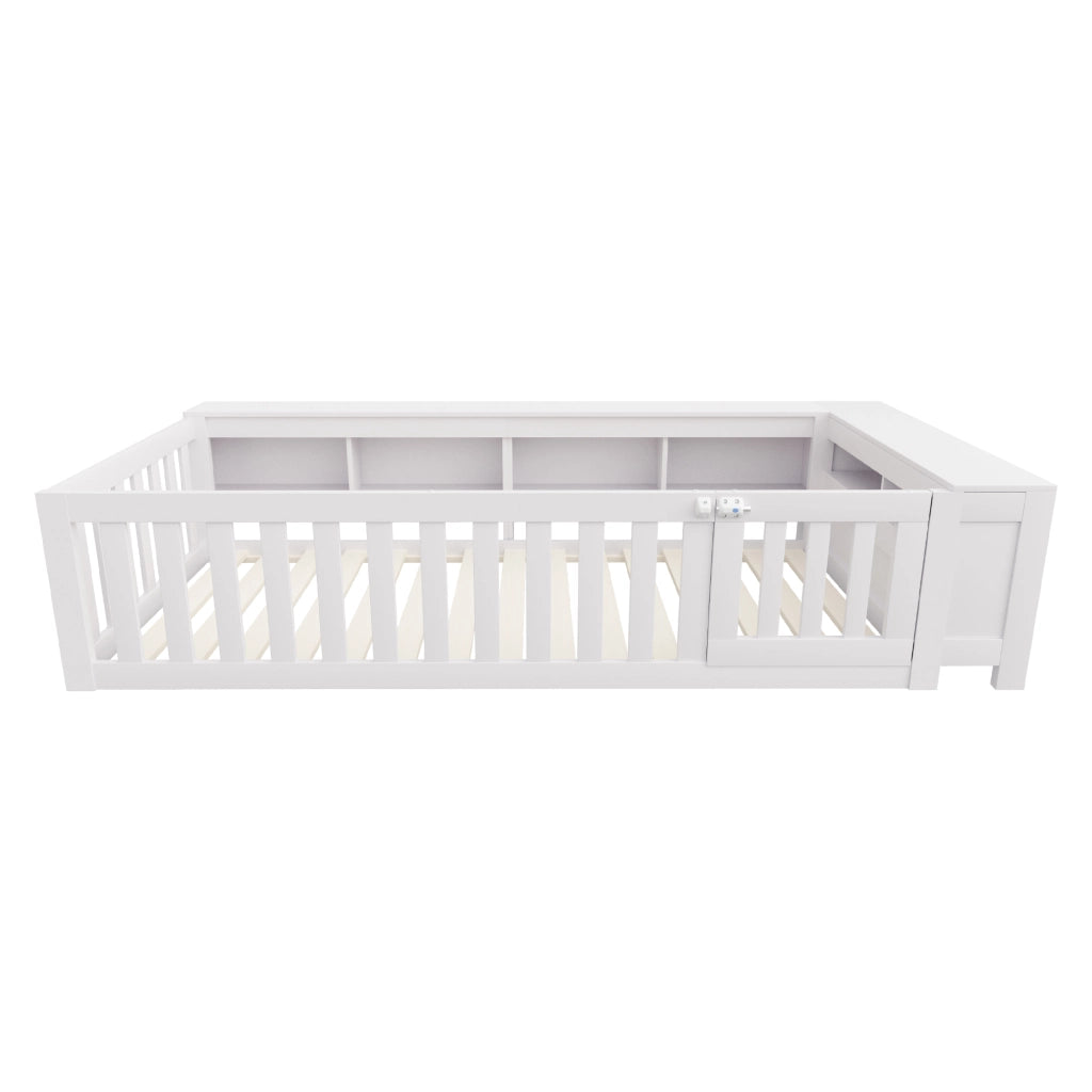 Letto singolo bianco con funzione multifunzione in legno massello 90x200 cm