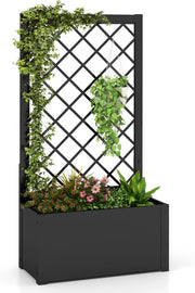 Letto da Giardino Rialzato con Traliccio, Fioriera in Metallo per Piante Rampicanti, Verdure, Viti e Fiori, Aiuola Elevata per Piante Esterno per Patio, Giardino e Balcone