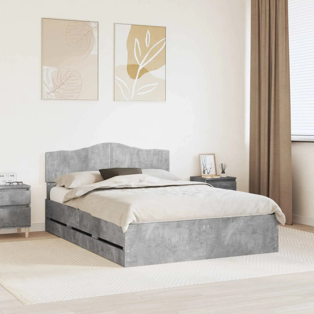 Struttura del letto con cassetto Grigio cemento 160 x 200 cm