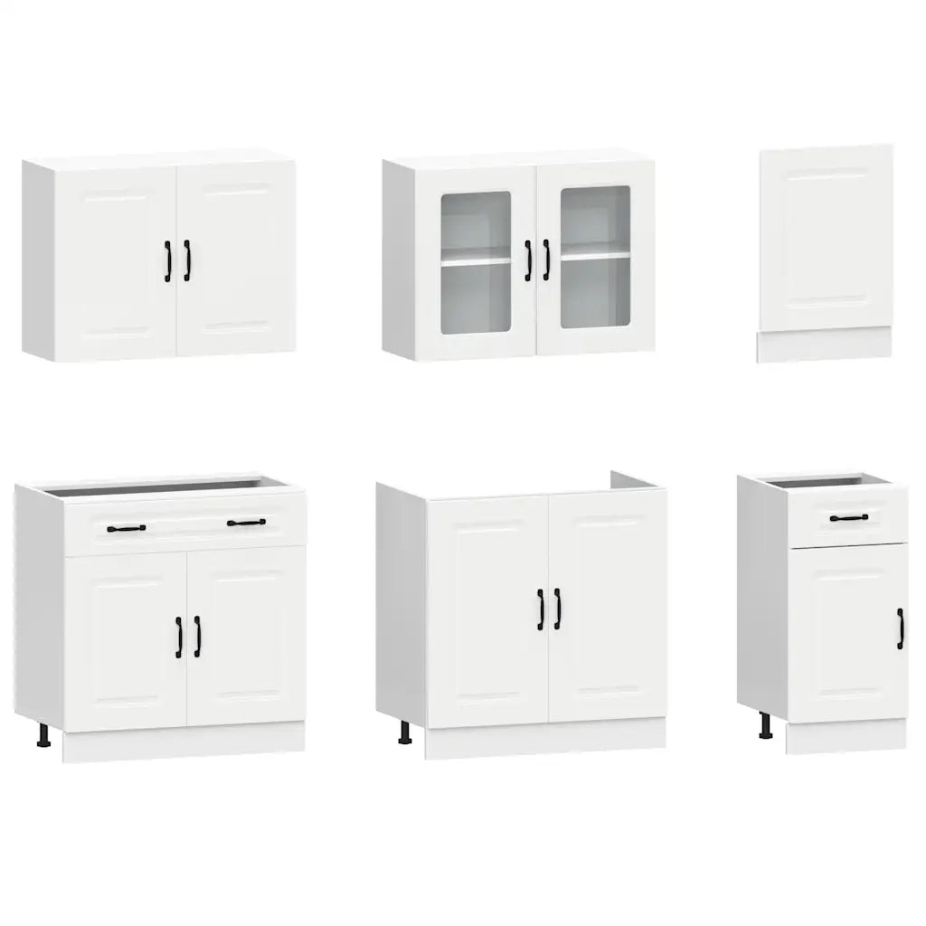 Set Mobili da Cucina 7 pz Kalmar Bianco Legno Multistrato 3314731