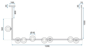 Lampada Da Soffitto Metallico Industrial Di Vetro Nero APP754-8CP