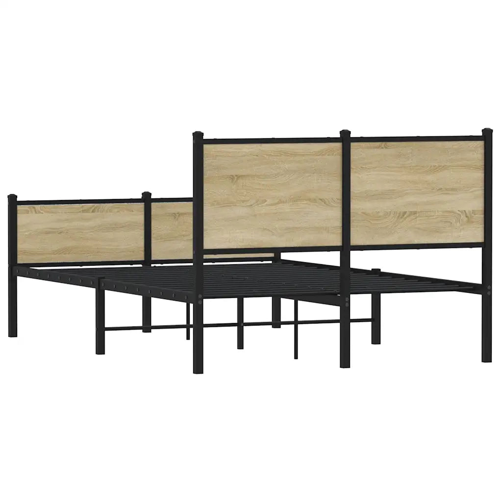 vidaXL Giroletto senza Materaso in Metallo Rovere Sonoma 150x200 cm