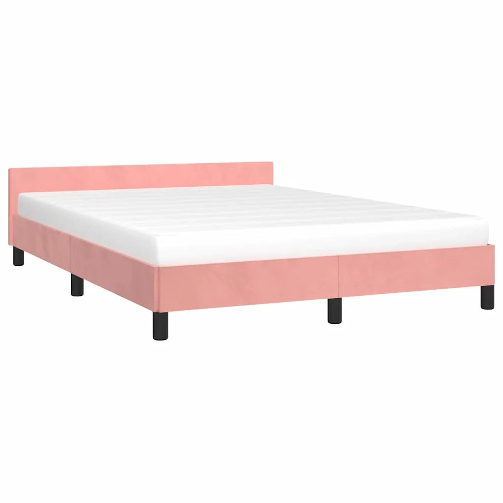 Giroletto con Testiera-Letto con Testiera senza Materasso Rosa 140x190 cm Velluto