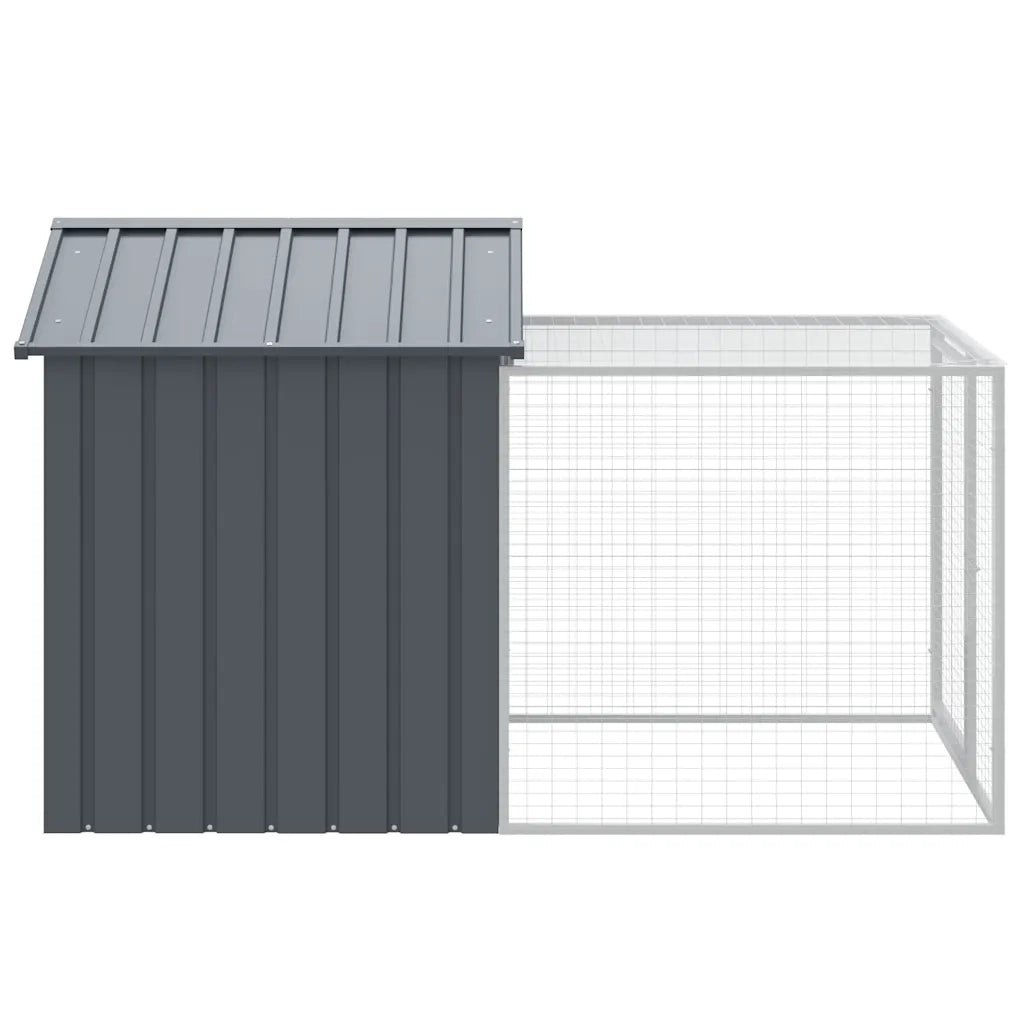 Gabbia per polli con recinto antracite 117x201x123 cm in acciaio zincato 172353