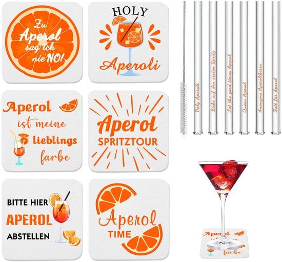 Regalo di Aperol Spritz 12 pezzi Incluso bicchiere di Aperol Riettes, tappo di Aperol, base di velluto per bicchiere Aperol Spritz Accessori per donne, uomini, colleghi, amici, familiari
