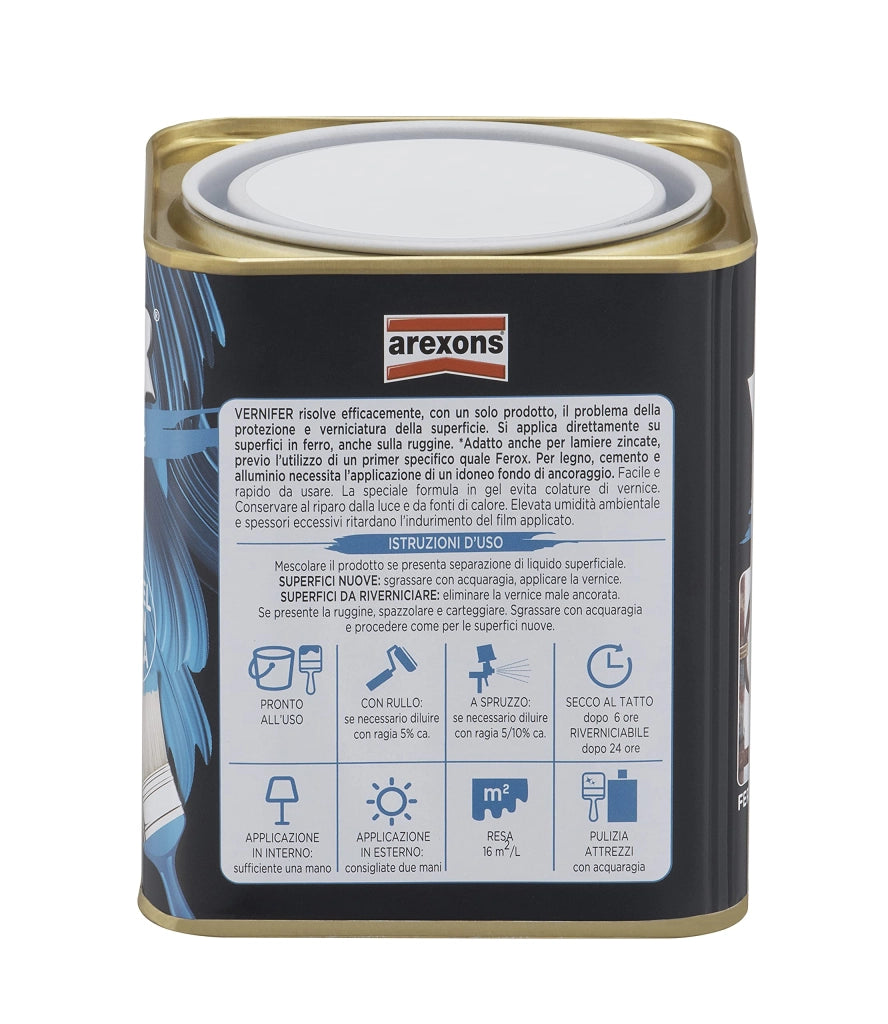 Smalto Antiruggine Brillante Vernifer 750 ml Arexons Bianco