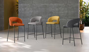 Sgabello Cucina Greta in Tessuto Giallo con Gambe in Metallo Antracite - Set da 2 Sgabelli Design Moderno - Om/394/SGI
