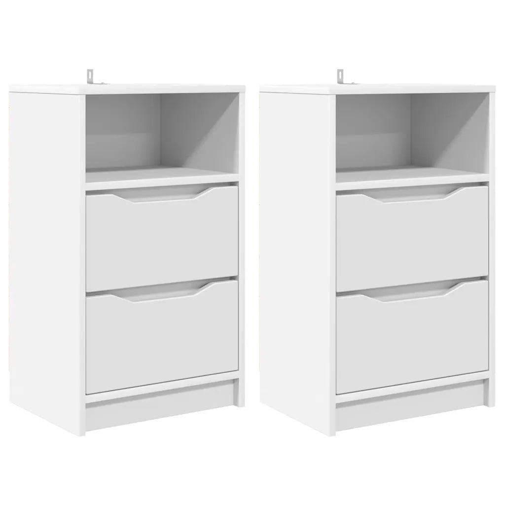 Set di 2 Comodini | Armadio da Notte | Mobiletto da notte Bianco 40 x 30 x 467 cm Legno multistrato
