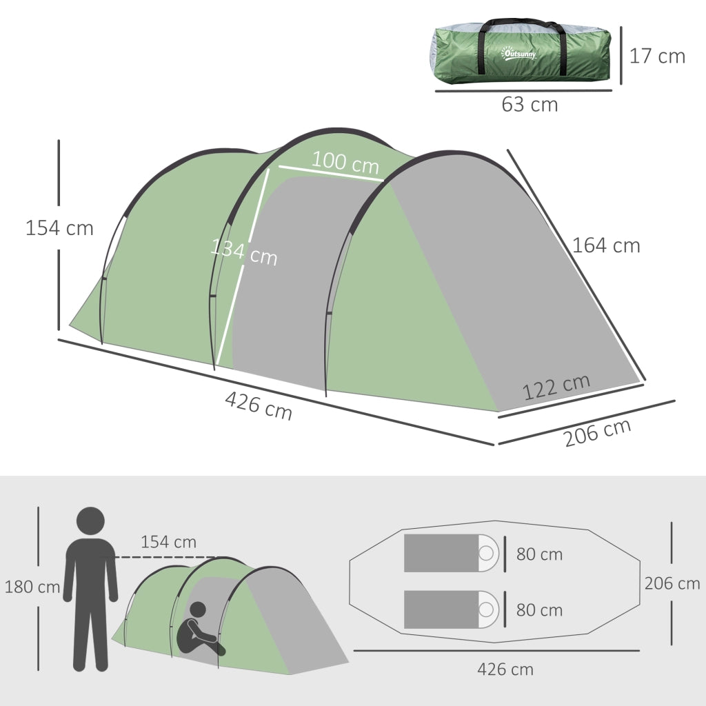 Tenda tunnel 2-3 persone ¨C zephmum ¨C Verde scuro