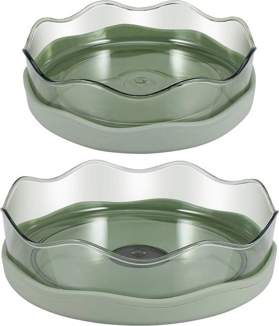 360° girevole dispensatore di spezie, 2 materiali verdi in plastica, organizzatore multifunzionale per la cucina, adatto per frigoriferi, cucine, bagni, dispensatori di spezie e simili.