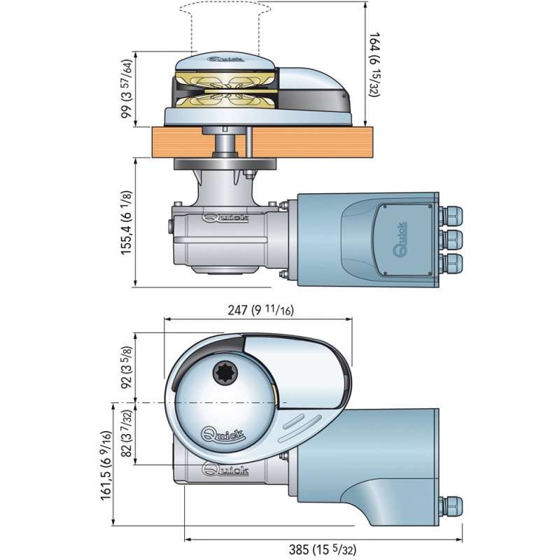 DP3 S/CAMPANA 1500W 12V B.8 DP3 LOW PROFILE WINDLASS 1500W 24V GYPSY 10