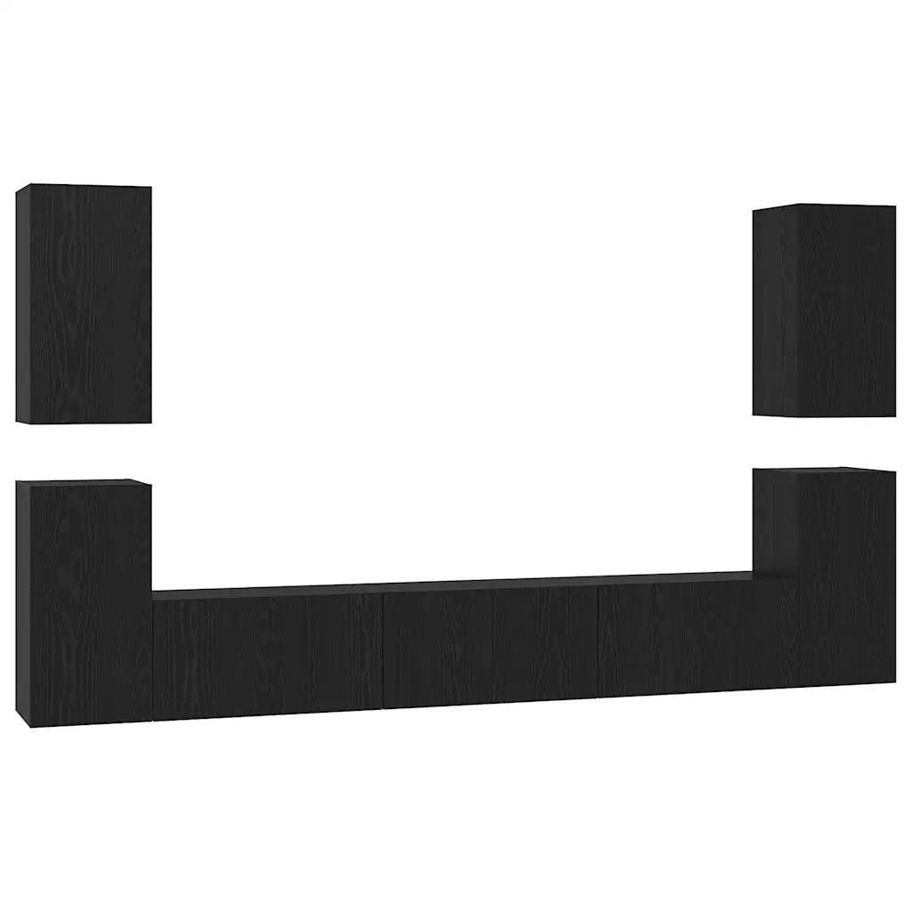 vidaXL Set mobile TV 7 pcs Rovere nero 60 x 30 x 30 cm