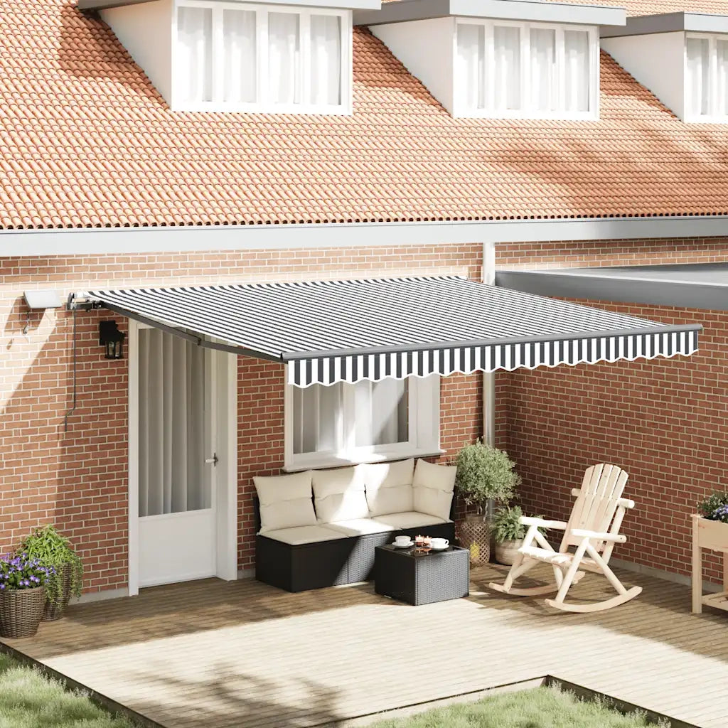 Tenda Retrattile Manuale con LED Antracite e Bianco 400x300 cm 3310231