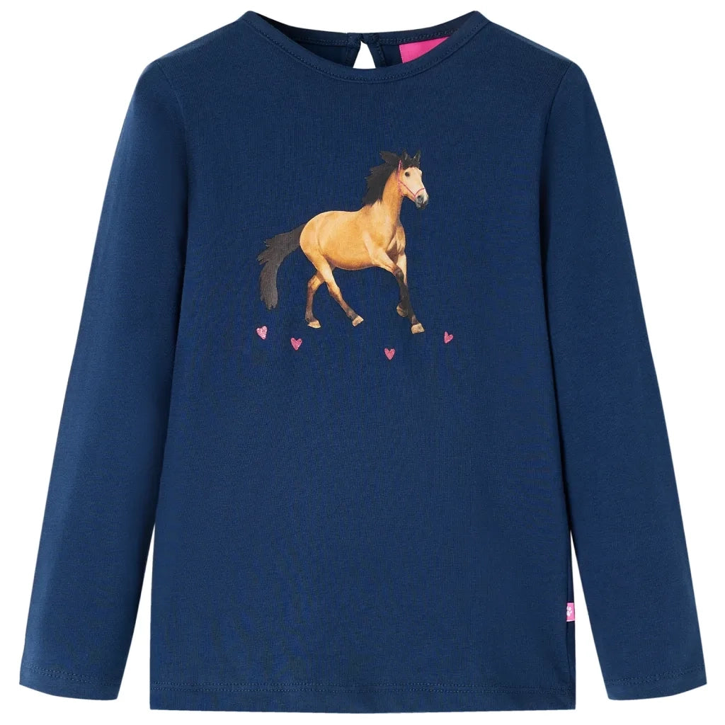 Maglietta da Bambina a Maniche Lunghe Blu Marino 92cod mxl 84055