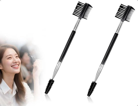 Set di spazzola ciglia da 2 parti - Spazzola ciglia a doppia faccia - Strumento portatile per rimozione macchie - Leggero e pratico - Setole morbide - Spazzola per trucco