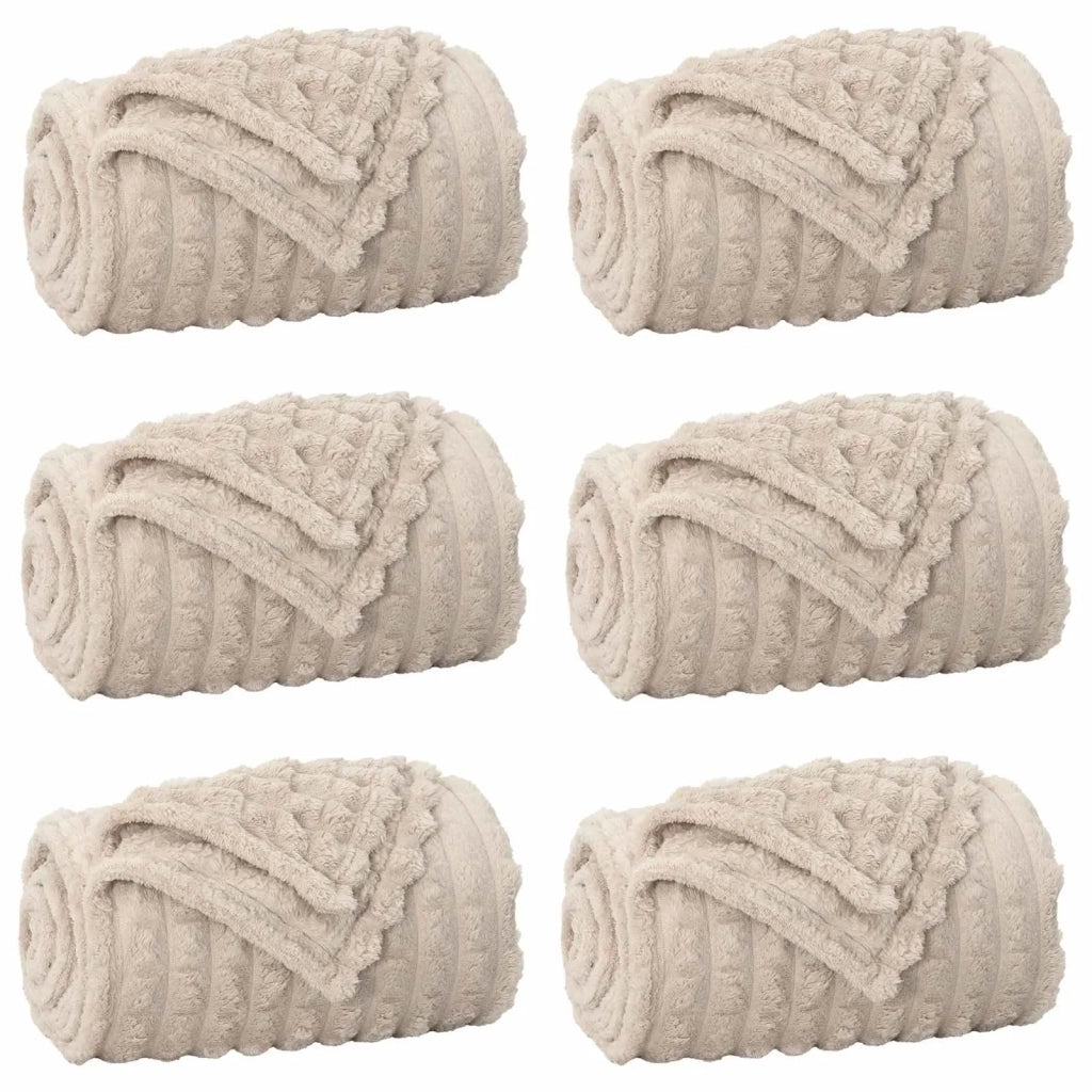 Coperte da Pile 6 pcs Beige 200 x 150 cm Panno
