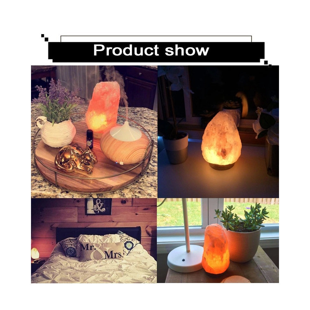 Trade Shop - Lampada Pietra Di Sale Himalayano Con Base In Cedro Allevia Stress Purifica Aria -        Kg. 2-3