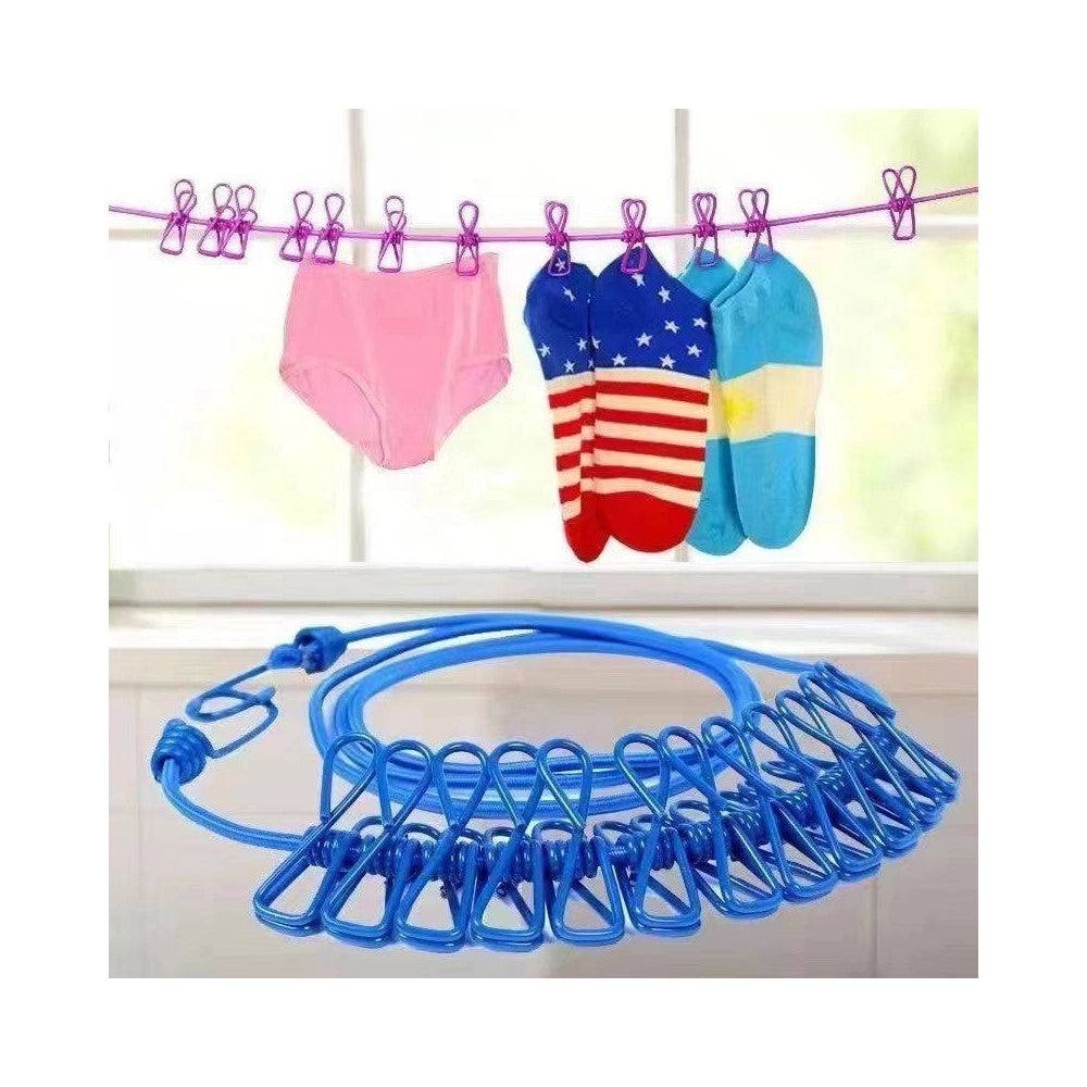 Trade Shop - Corda Stendibiancheria Filo X Bucato Con 12 Mollette 180cm Uso Esterno Flessible -